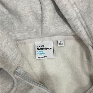 Aritzia Tna cozy fleece boyfriend fit Gray Zip-Up Hoodie